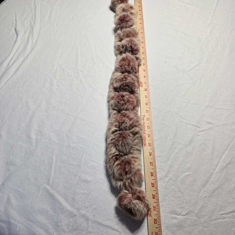 Rabbit‎ Fur Scarf Soft 31" L Brick Red Cream - Picture 4 of 6